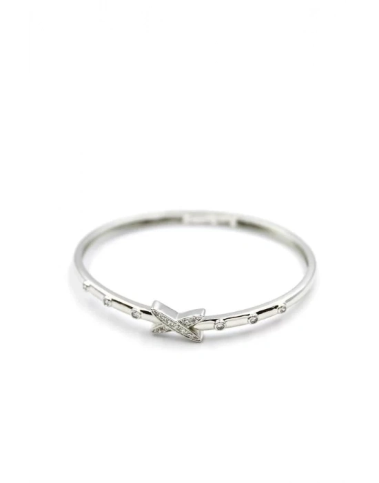 Taşlı Vip Bilezik - Gümüş