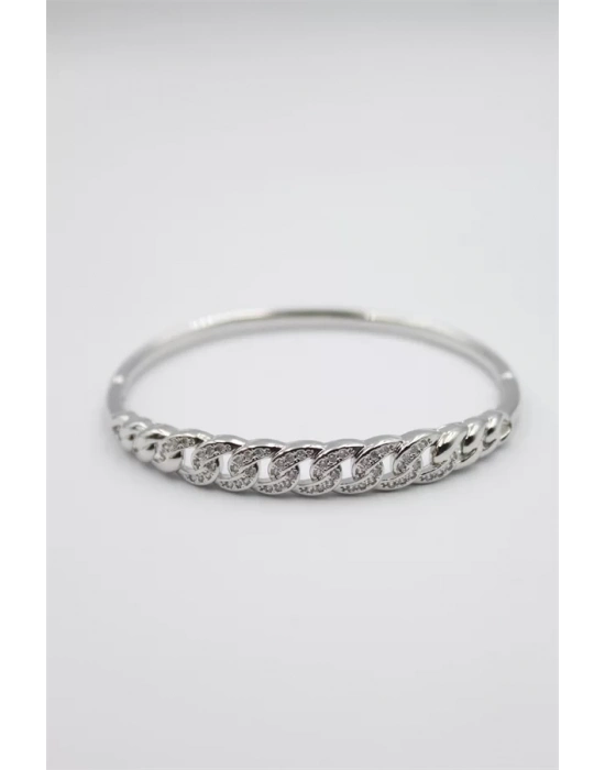 Taşlı Vip Bilezik - Gümüş