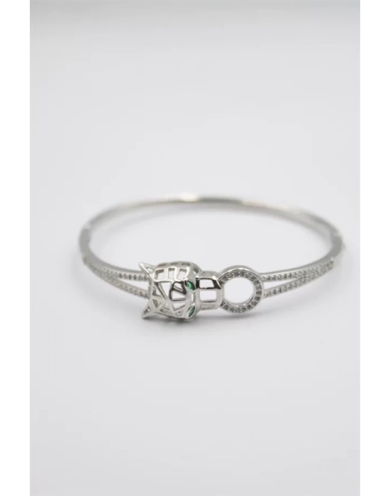 Taşlı Vip Bilezik - Gümüş