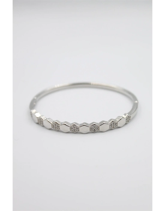 Taşlı Vip Bilezik - Gümüş