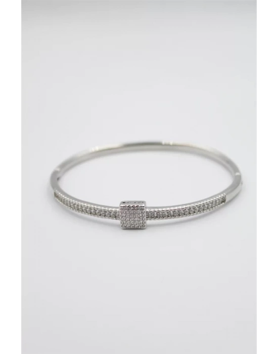 Taşlı Vip Bilezik - Gümüş