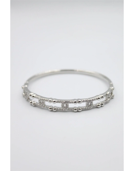 Taşlı Vip Bilezik - Gümüş