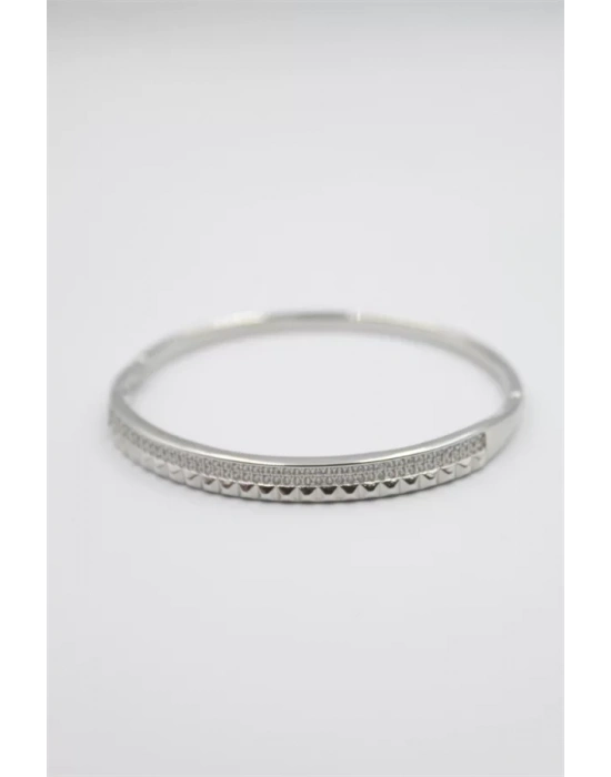 Taşlı Vip Bilezik - Gümüş