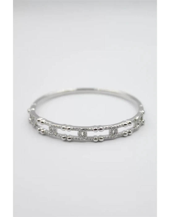 Taşlı Vip Bilezik - Gümüş