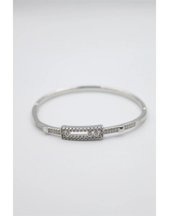 Taşlı Vip Bilezik - Gümüş