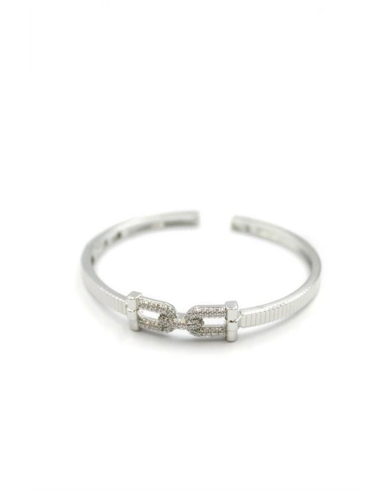 Taşlı Vip Bilezik - Gümüş