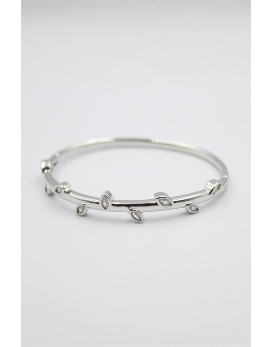 Taşlı Vip Bilezik - Gümüş