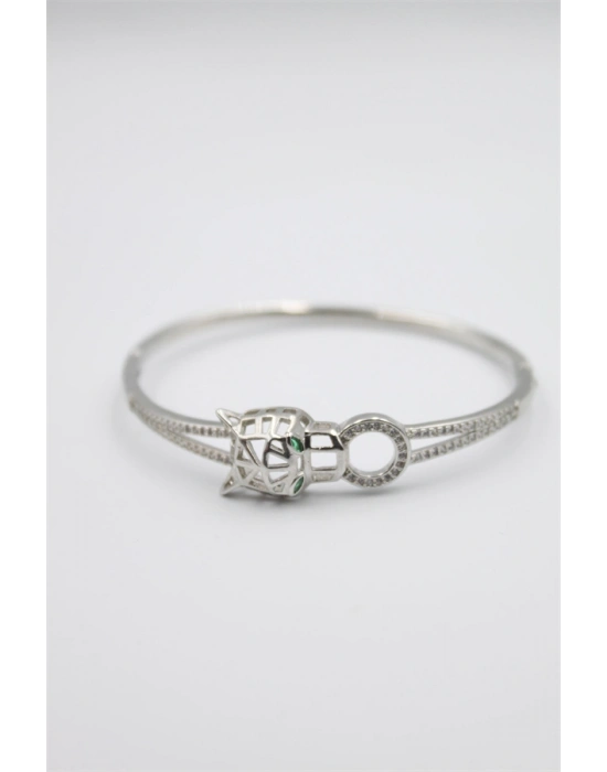 Taşlı Vip Bilezik - Gümüş