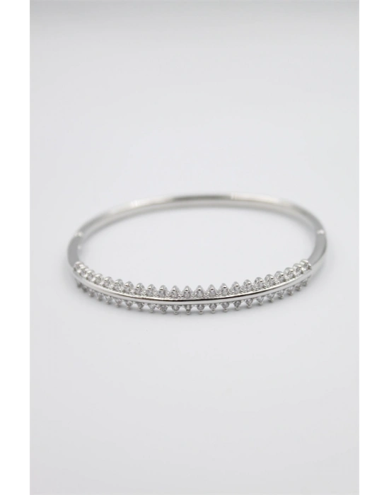 Taşlı Vip Bilezik - Gümüş