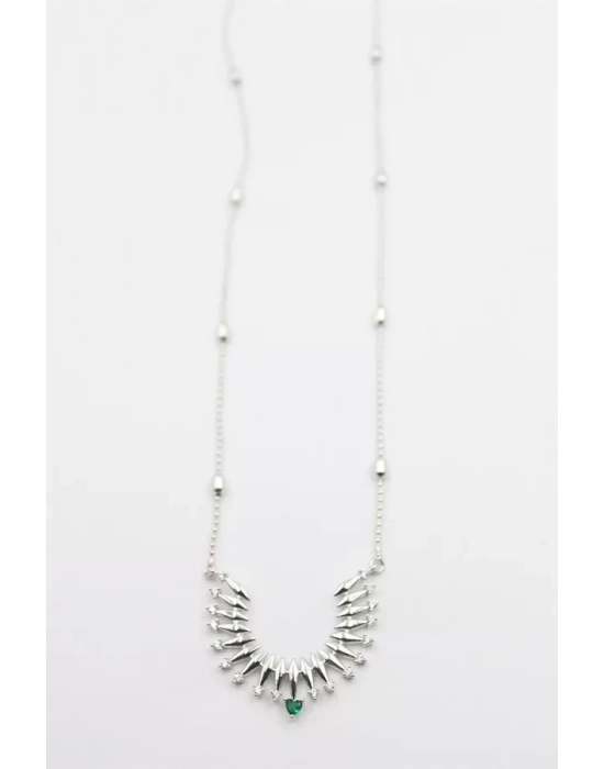 Taşlı Vip Kolye - Gümüş