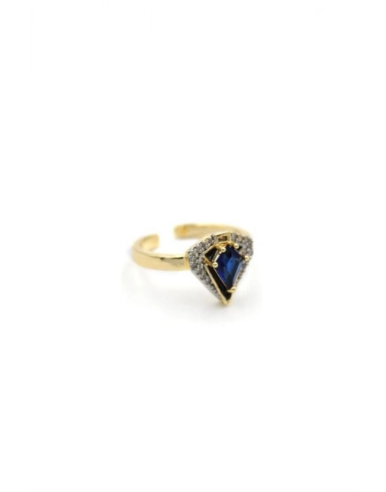 Taşlı Vip Yüzük - Mavi