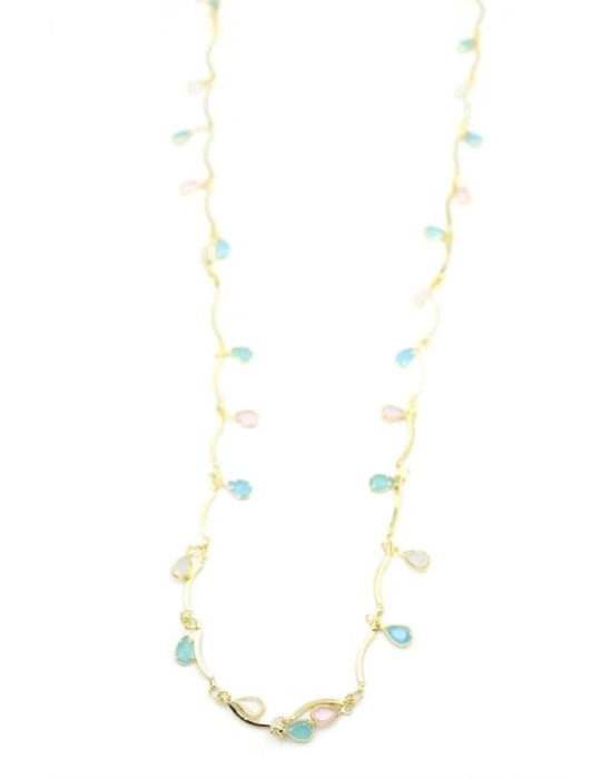 Taşlı Y Kolye - Altın