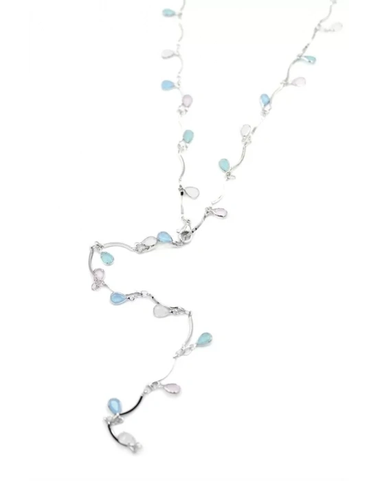 Taşlı Y Kolye - Gümüş