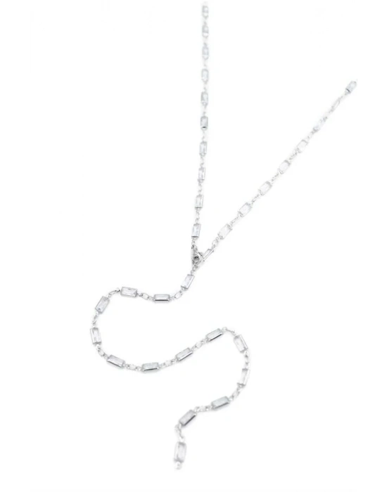 Taşlı Y Kolye - Gümüş