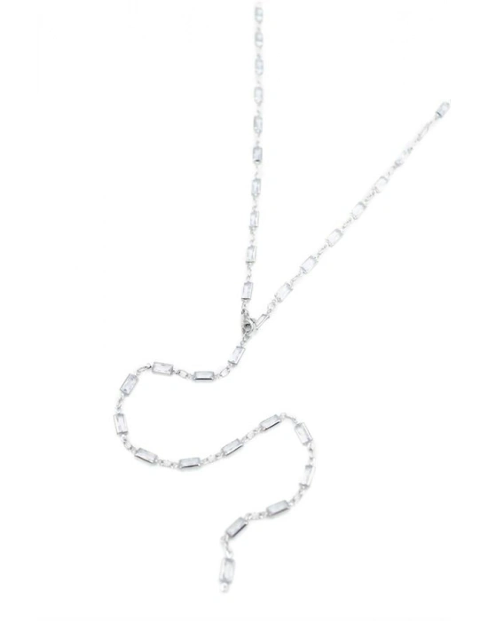 Taşlı Y Kolye - Gümüş