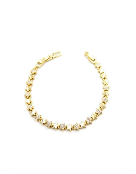 Taşlı Yıldız Bileklik - Altın