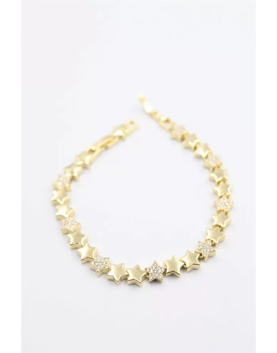 Taşlı Yıldız Bileklik - Altın