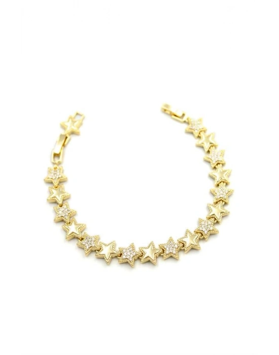 Taşlı Yıldız Bileklik - Altın