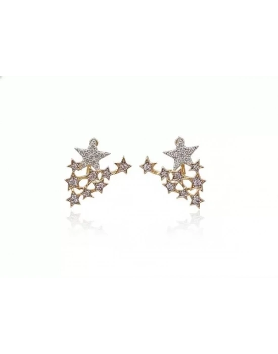 Taşlı Yıldız Küpe - Altın