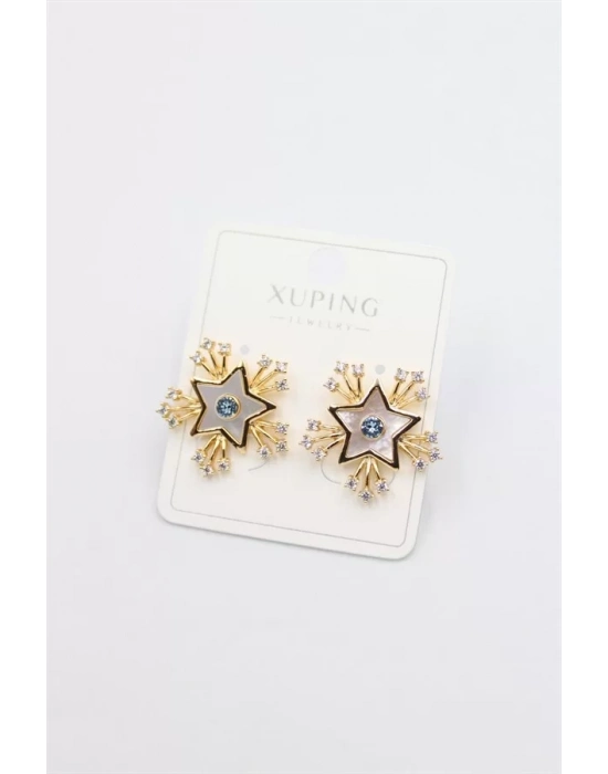 Taşlı Yıldız  Küpe - Altın