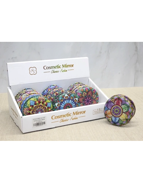 Taşlı Yuvarlak El Aynası Kalın Alk3757