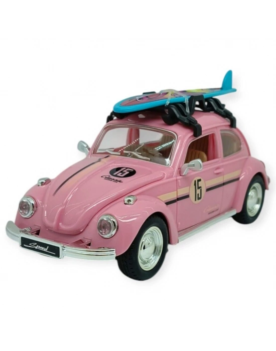 Tatil Serisi - Sesli Işıklı Vosvos Araba 18 cm - Pembe