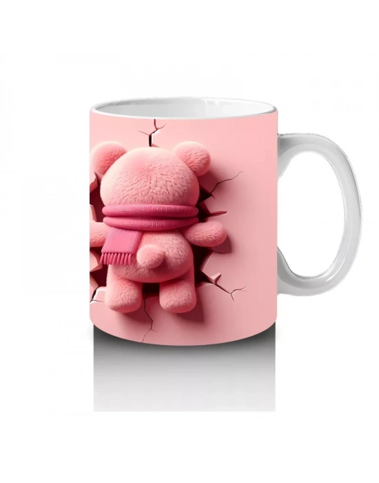 Tatlı Ayıcık Maskot ve Arka Görünümü – Baskılı Kahve Kupası