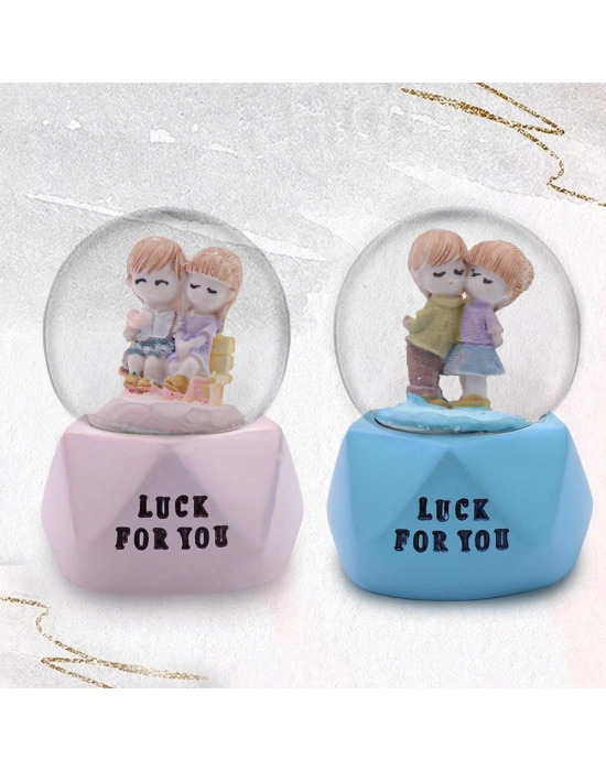 Tatlı Çift Temalı Mini Boy Işıklı Kar Küresi