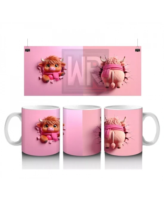 Tatlı Gülümsemeli Kalpli Figür Tutan Sevimli Ayıcık (Çift Açı) - Baskılı kahve kupası