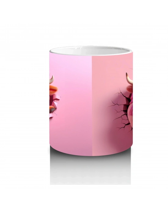 Tatlı Gülümsemeli Kalpli Figür Tutan Sevimli Ayıcık (Çift Açı) - Baskılı kahve kupası