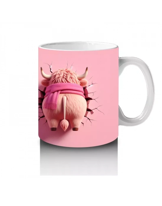 Tatlı Gülümsemeli Kalpli Figür Tutan Sevimli Ayıcık (Çift Açı) - Baskılı kahve kupası