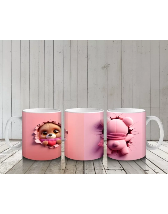 Tatlı Gülümsemesiyle Peluş Ayıcık – Baskılı Kahve Kupası