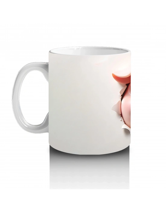 Tatlı Gülümsemesiyle Şapkalı Domuz – Baskılı Kahve Kupası