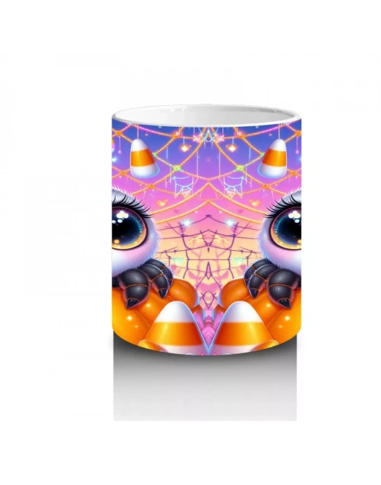 Tatlı Hayalet ve Balkabağı Figürlü Renkli Cadılar Bayramı Baskılı Kupa