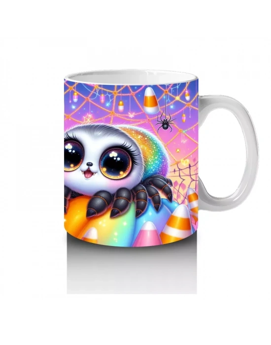 Tatlı Hayalet ve Balkabağı Figürlü Renkli Cadılar Bayramı Baskılı Kupa