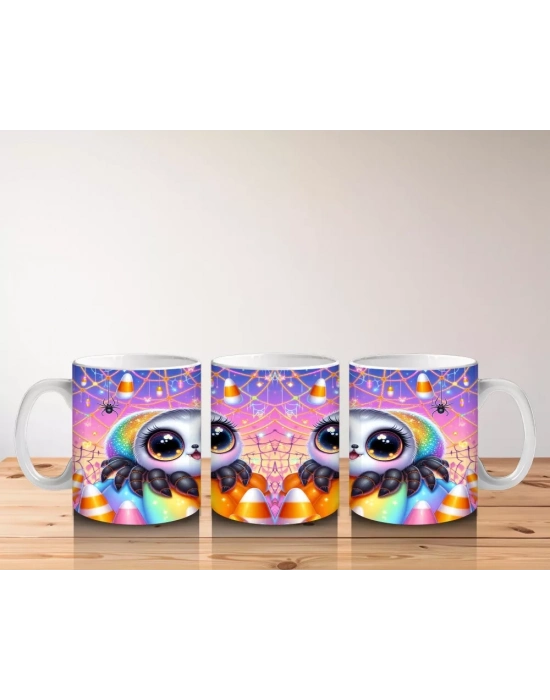 Tatlı Hayalet ve Balkabağı Figürlü Renkli Cadılar Bayramı Baskılı Kupa