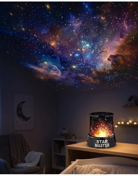 Tavana Yıldız Yansıtan Projeksiyon Gece Lambası USB Çalışan