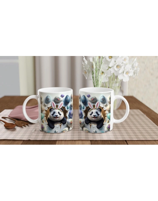 Tavşan Kulaklı Çiçek Taçlı Panda Temalı Baskılı Kupa Bardak