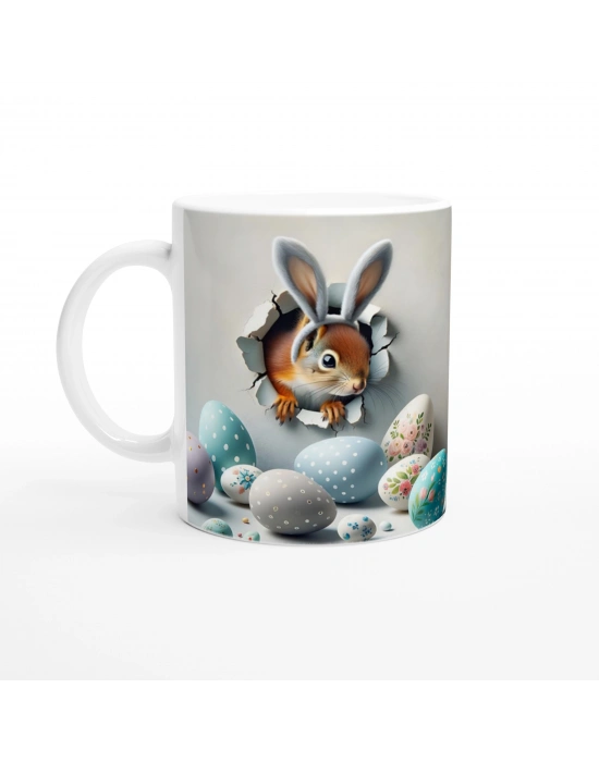 Tavşan Kulaklı Sincap Temalı Baskılı Kupa Bardak