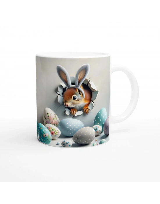 Tavşan Kulaklı Sincap Temalı Baskılı Kupa Bardak