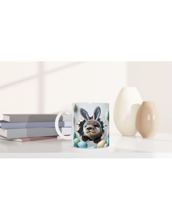 Tavşan Kulaklı Su Samuru Temalı Baskılı Kupa Bardak