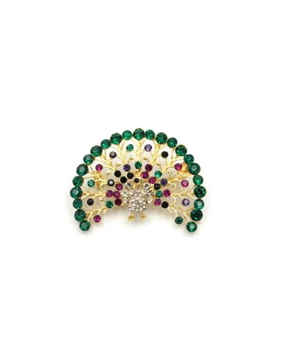 Tavus Kuşu Broş - Altın