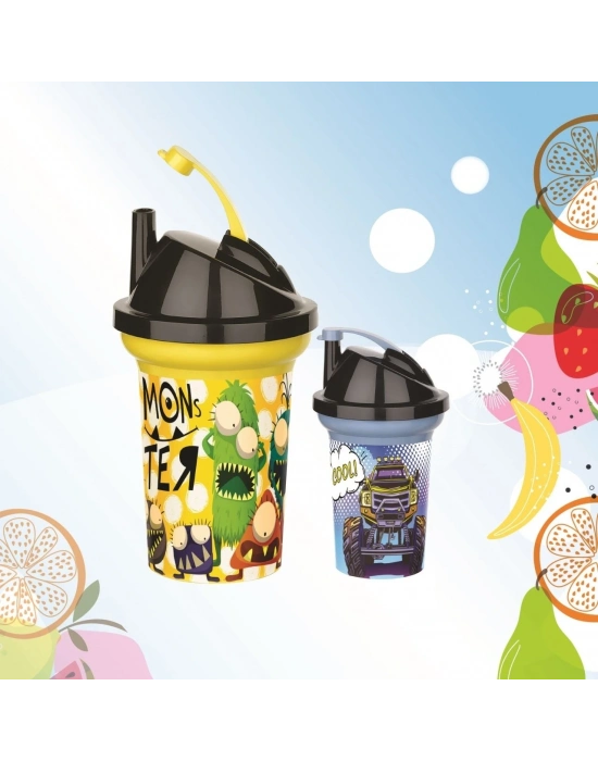 Tedy Pipetli Çocuk Içecek Bardağı Desenli Bardak 300ml