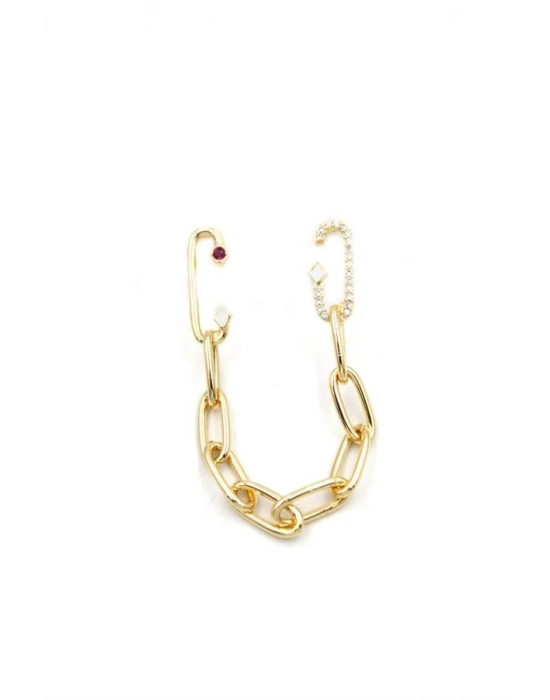 Tek Kulak Zincir Küpe - Altın