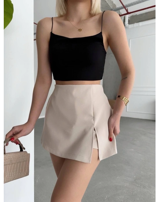 Tek yırtmajlı şort etek
