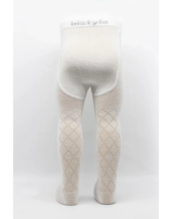 ®   Tekli Ekose Kabartma Penye Külotlu Çorap BS50105 Ekru