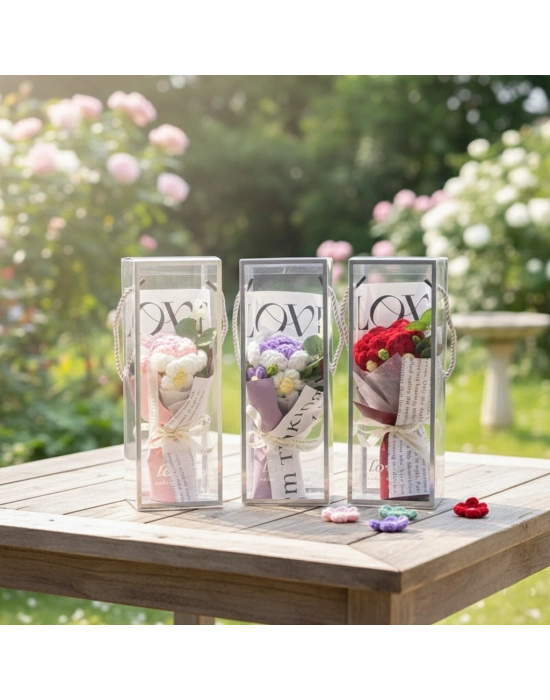 Tekli El Örgüsü Gül Buketi