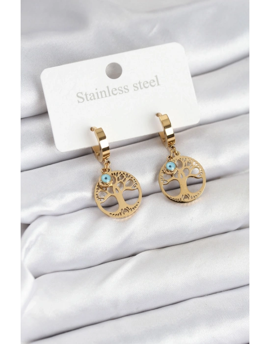 316L Çelik Yaşam Ağacı Model Kadın Küpe