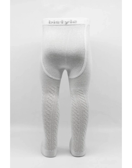 ®   Tekli Zikzak Kabartma Penye Külotlu Çorap BS50108 Beyaz