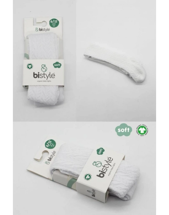 ®   Tekli Zikzak Kabartma Penye Külotlu Çorap BS50108 Beyaz